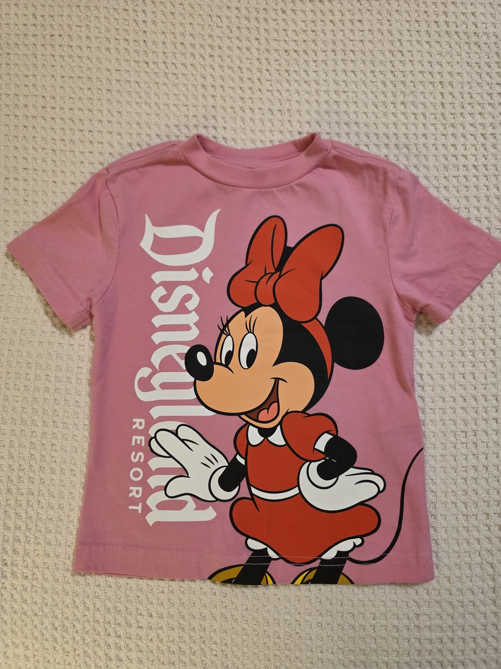 Disney Pink Minnie Mouse Graphic Tee with Red Bow